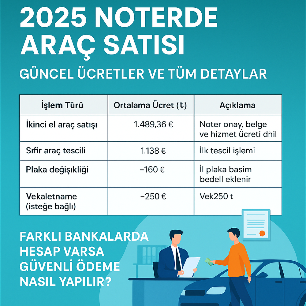 2025 Noterde Araç Satışı: Güncel Ücretler ve Güvenli Ödeme Rehberi
